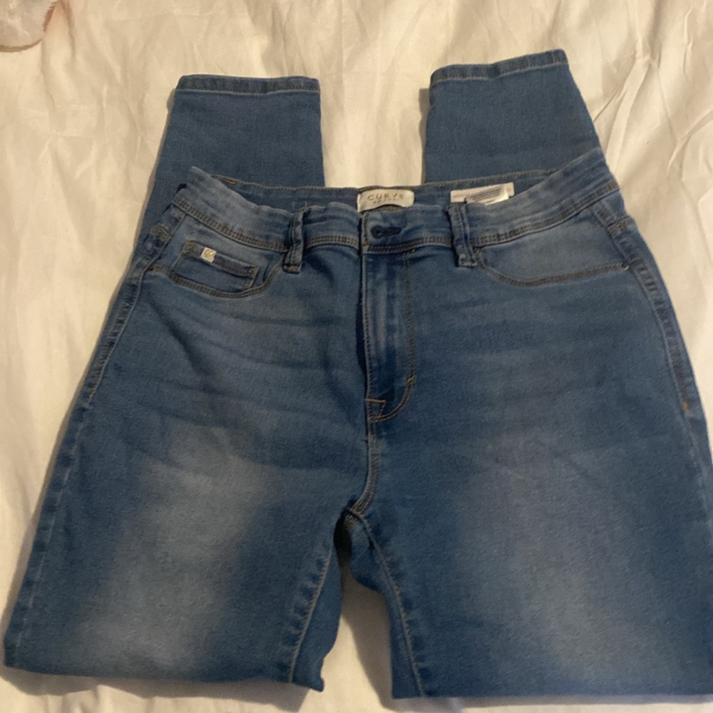 CURVE APPEAL JEGGINGS BLUE DENIM STRETCH HIGH WAIST 6/28 EUC